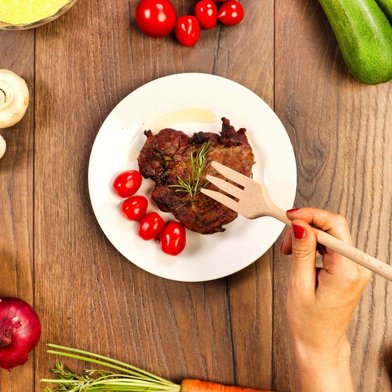 StesoSHOP Wooden Forks for Cooking - 2 pcs Wood Fork Set Perfect Size Great for Cooking - Salad Pasta Grill Tasting Fork Wood - Wood Kitchen Utensils - Image 2